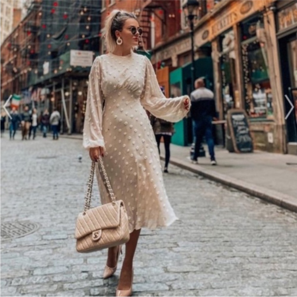 Chicwish Cotton Candy Sheer Midi Dress in Cream XS Brand New Without Tag